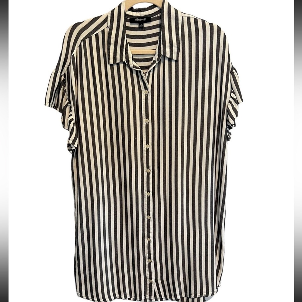 Madewell Black and White Striped short sleeve Mini Dress XXL